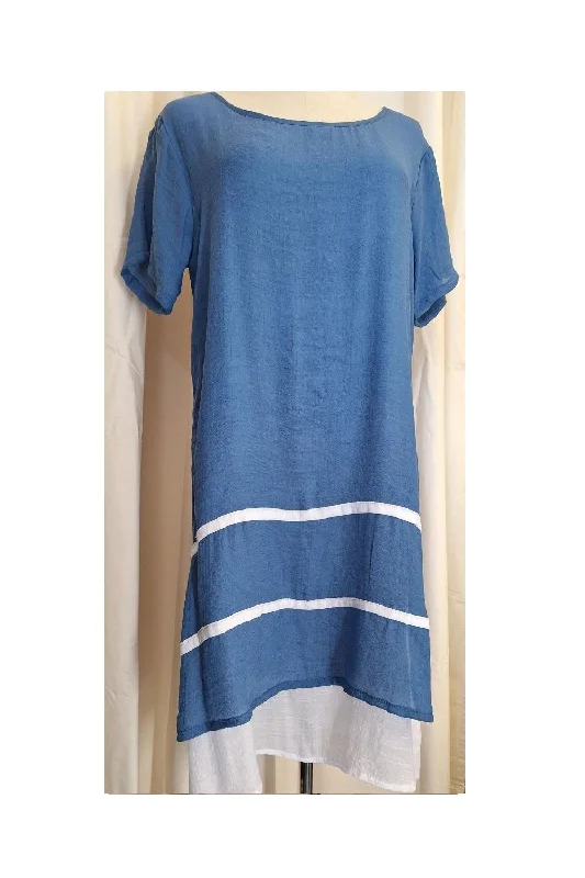 Stripe Dress Sax Blue