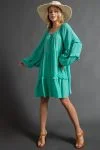 Tiered Ruffle Crepe Dress