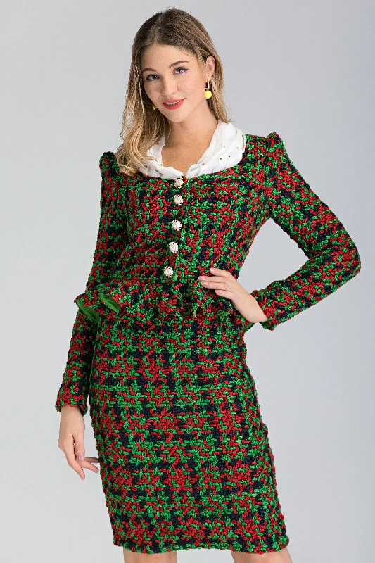 Tweed Tartan Two Piece Dress
