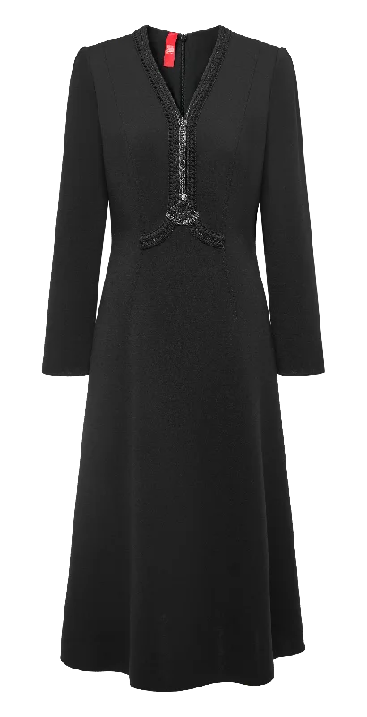 YAYING Golden Wool Slim-Fit Dress