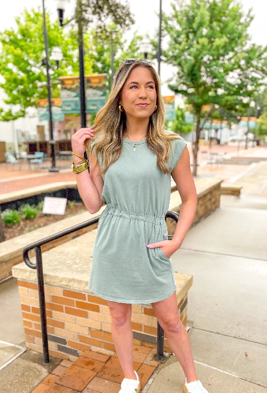 Z SUPPLY Paxton Jersey Dress in Palm Green