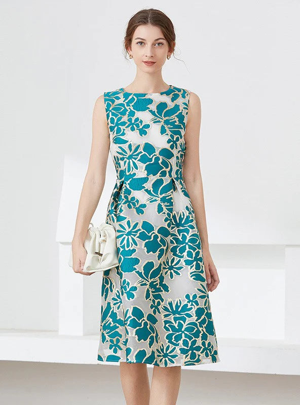 A-LINE JACQUARD BLUE PARTY DRESS Tunics Recommended stylist