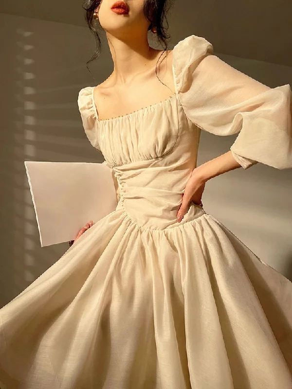 Zjkrl - 2023 Summer Pure Color Elegant Mini Dress Woman Casual Long Sleeve Short Party Dress Beach Style Korea Fashion Dress Office Lady Tunics Cozy soft Zjkrl - 2023 Summer Pure Color Elegant Mini Dress Woman Casual Long Sleeve Short Party Dress Beach Style Korea Fashion Dress Office Lady Tunics Cozy soft