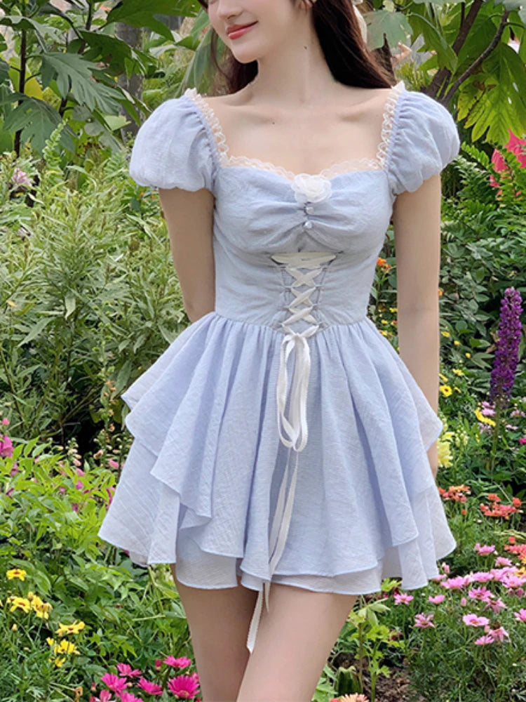 Lizakosht Elegant Y2k Mini Dress Women Kawaii Causal Short Party Dress Office Lady French Fairy Lace Dress Short Sleeve Summer Design Pleated Skirt Elegant Lizakosht Elegant Y2k Mini Dress Women Kawaii Causal Short Party Dress Office Lady French Fairy Lace Dress Short Sleeve Summer Design Pleated Skirt Elegant