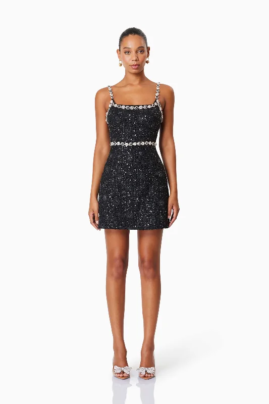 Adeline Mini Party Dress In Black Tunics Trendy modern