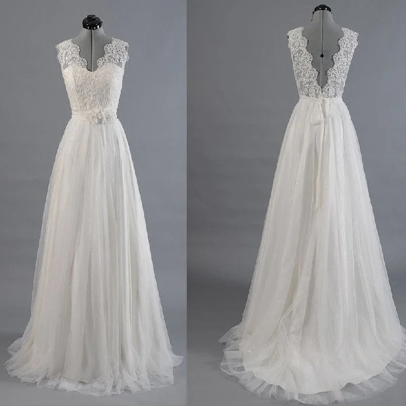 Best Sale Vantage V-Back Lace Top Simple Design Wedding Party Dresses, WDY0107 Lace Sexy Club