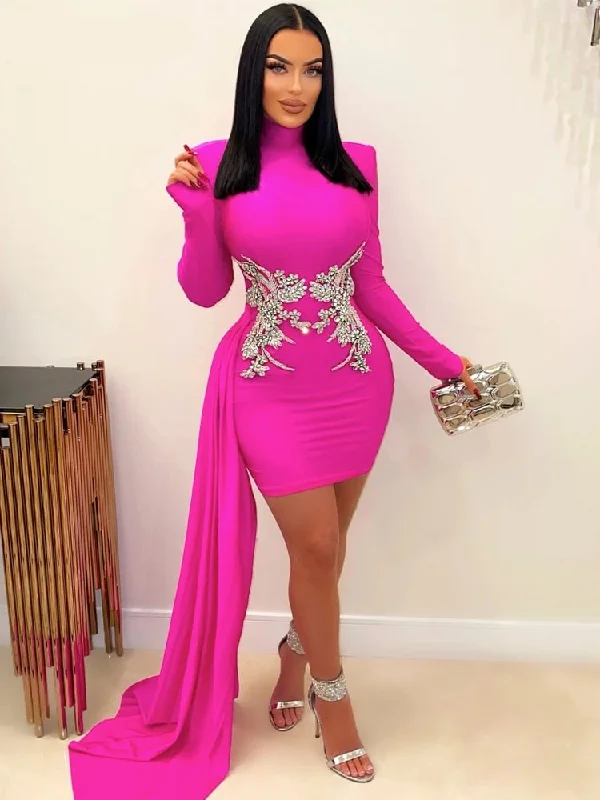 Zjkrl - Beautiful Embroidered Bodycon Mini Dress For Women Long Straps Invite Rhinestone Party Dress Birthday Outfits Clubwear Tunics Stylish modern Zjkrl - Beautiful Embroidered Bodycon Mini Dress For Women Long Straps Invite Rhinestone Party Dress Birthday Outfits Clubwear Tunics Stylish modern