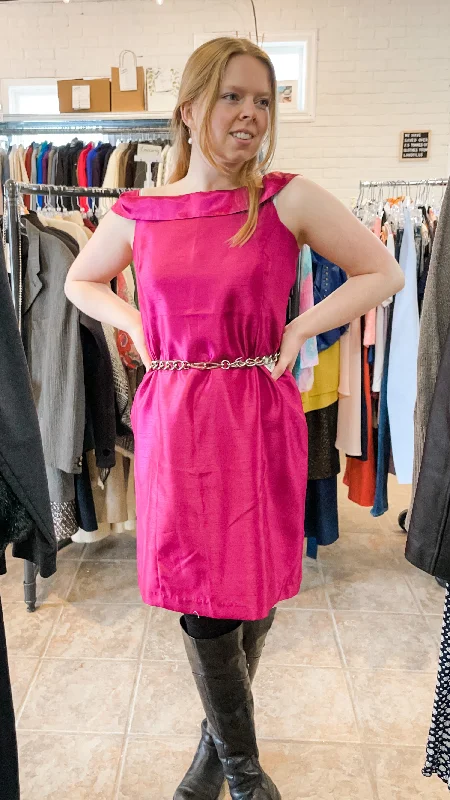 Bienvester From Spain Magenta Satin Party Dress - Medium Tunics Denim casual