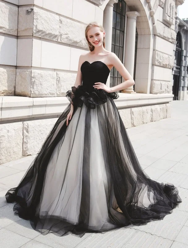 Black Pageant Party Dress Women Strapless Tulle Luxury Princess Gowns Tunics Sophisticated sleek Black Pageant Party Dress Women Strapless Tulle Luxury Princess Gowns Tunics Sophisticated sleek