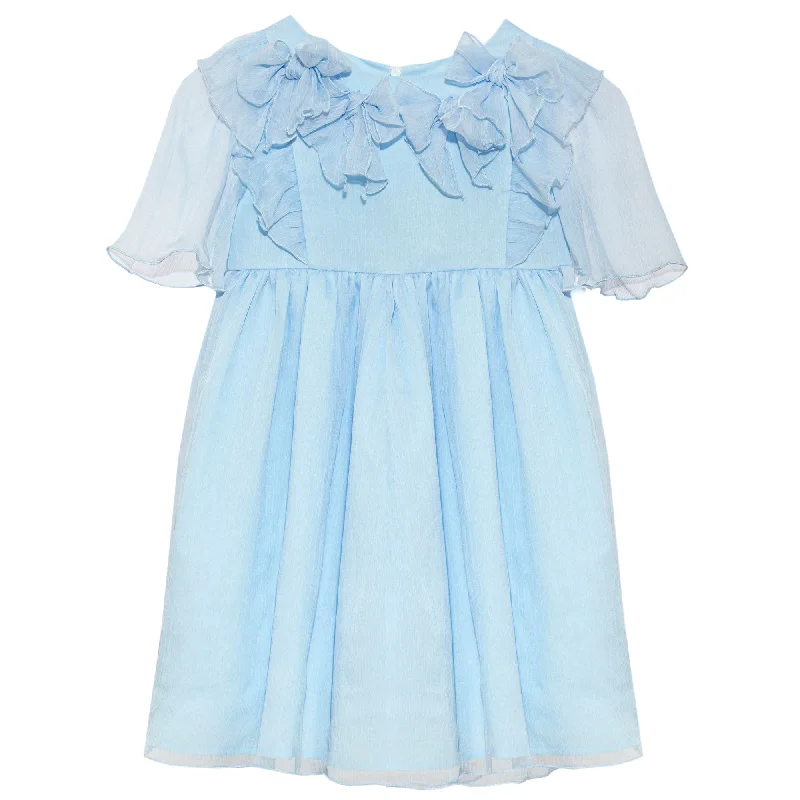 Blue Chiffon Party Dress Tunics Denim casual