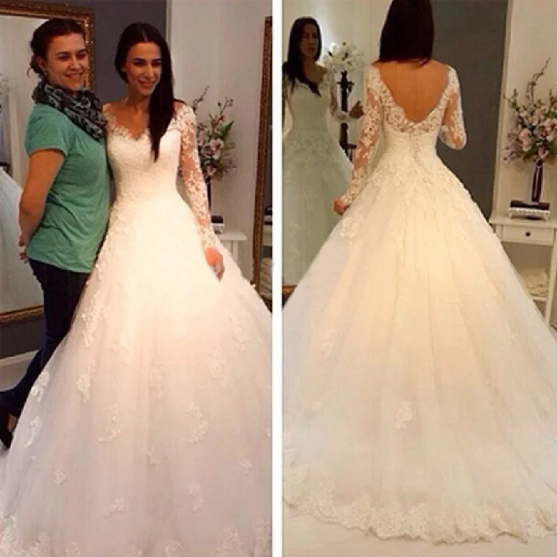 Charming V-Neck Long Sleeve Lace Wedding Party Dresses, Gorgeous Bridal Gown, WD0032 Tunics Gym athletic Charming V-Neck Long Sleeve Lace Wedding Party Dresses, Gorgeous Bridal Gown, WD0032 Tunics Gym athletic