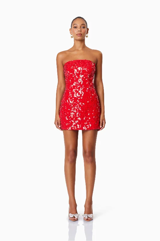 Emma Strapless Party Dress In Red Tunics Stylish elegant