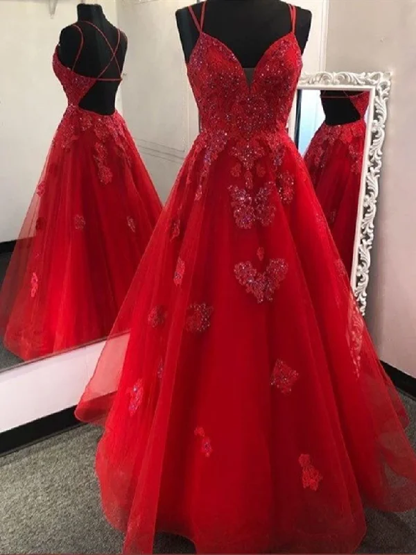 Gorgeous V Neck Backless Red Tulle Lace Long Prom Dresses, Open Back Red Lace Formal Evening Party Dresses Tunics Running lightweight Gorgeous V Neck Backless Red Tulle Lace Long Prom Dresses, Open Back Red Lace Formal Evening Party Dresses Tunics Running lightweight