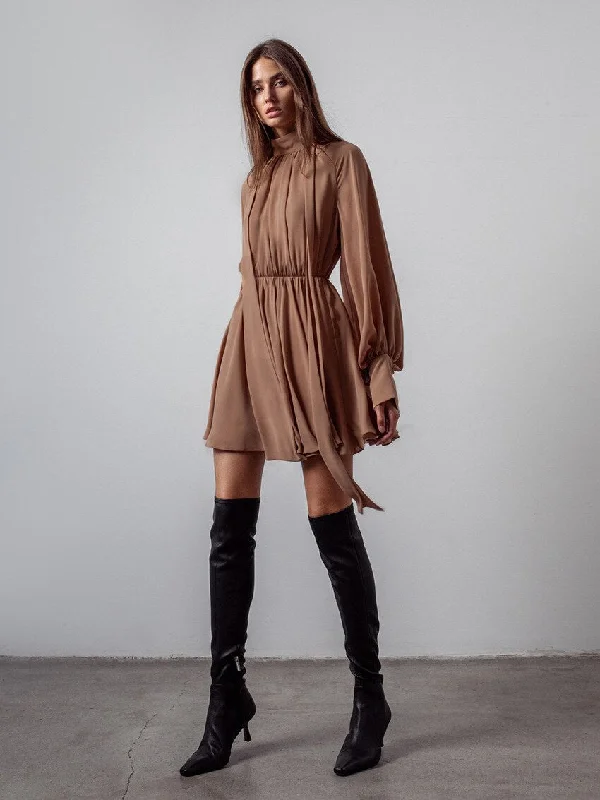 BerriesJam - Lantern Sleeve Chiffon Lace UpStand Collar A Line Party Dress Tunics Bestseller popular BerriesJam - Lantern Sleeve Chiffon Lace UpStand Collar A Line Party Dress Tunics Bestseller popular