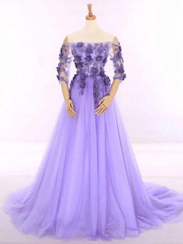 Lavender Off Shoulder Princess Formal Evening Gown RS201610 Tunics Mesh breathable