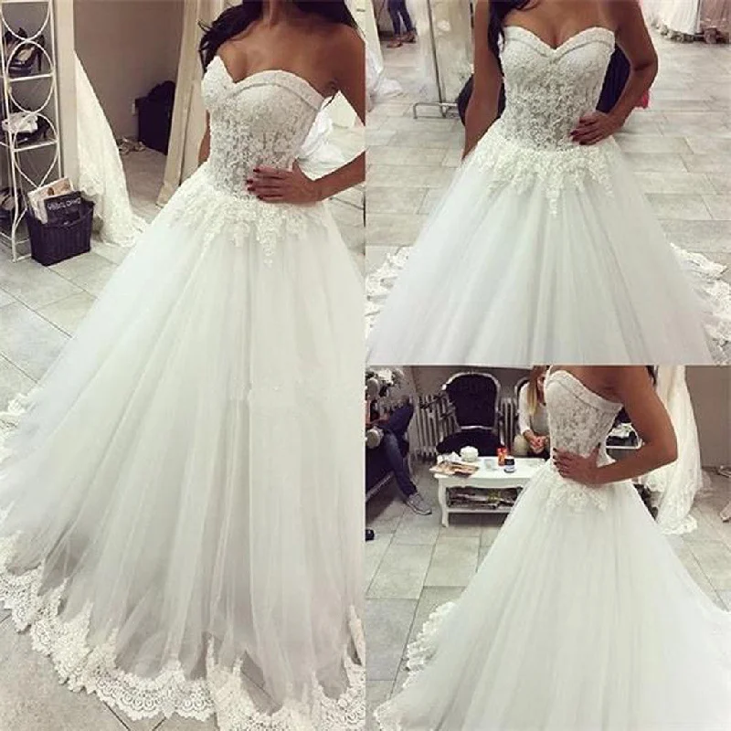 Long A-line Sweetheart Lace Top Tulle Bridal Gown, Wedding Party Dresses, WD0021 Tunics Stylish elegant Long A-line Sweetheart Lace Top Tulle Bridal Gown, Wedding Party Dresses, WD0021 Tunics Stylish elegant
