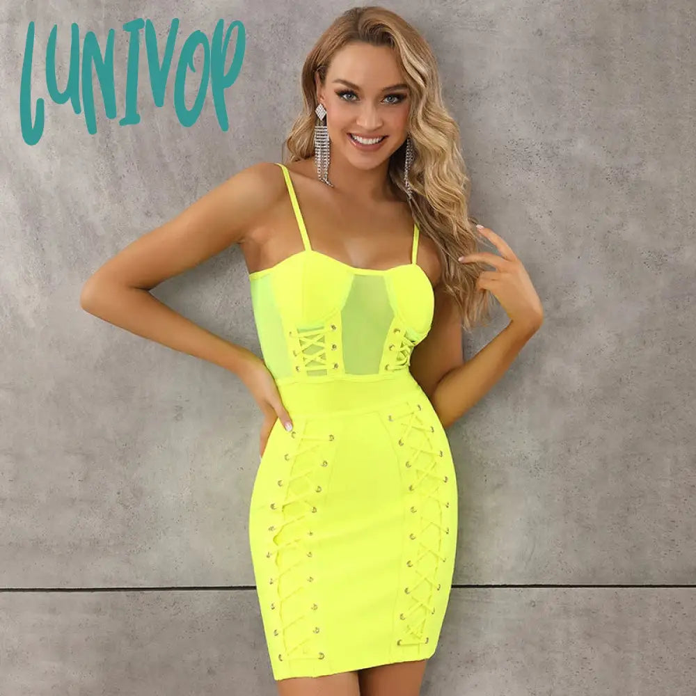Lunivop Summer Fashion Sexy Sleeveless Mesh Eyelet Neon Yellow Hot Pink Bodycon Bandage Dress Fashion Party Dress Vestido Tunics Stylish modern Lunivop Summer Fashion Sexy Sleeveless Mesh Eyelet Neon Yellow Hot Pink Bodycon Bandage Dress Fashion Party Dress Vestido Tunics Stylish modern