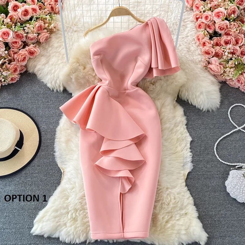 New Casual Sexy Off Shoulder, Diagonal, High Waist, Irregular Ruffles, Bodycon Party Dress CODE: KAR1190 Pleated Skirt Elegant New Casual Sexy Off Shoulder, Diagonal, High Waist, Irregular Ruffles, Bodycon Party Dress CODE: KAR1190 Pleated Skirt Elegant