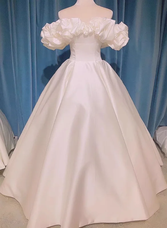 Off Shoulder White Satin Sweetheart Long Formal Dress, White Wedding Party Dress Tunics Evening elegant Off Shoulder White Satin Sweetheart Long Formal Dress, White Wedding Party Dress Tunics Evening elegant
