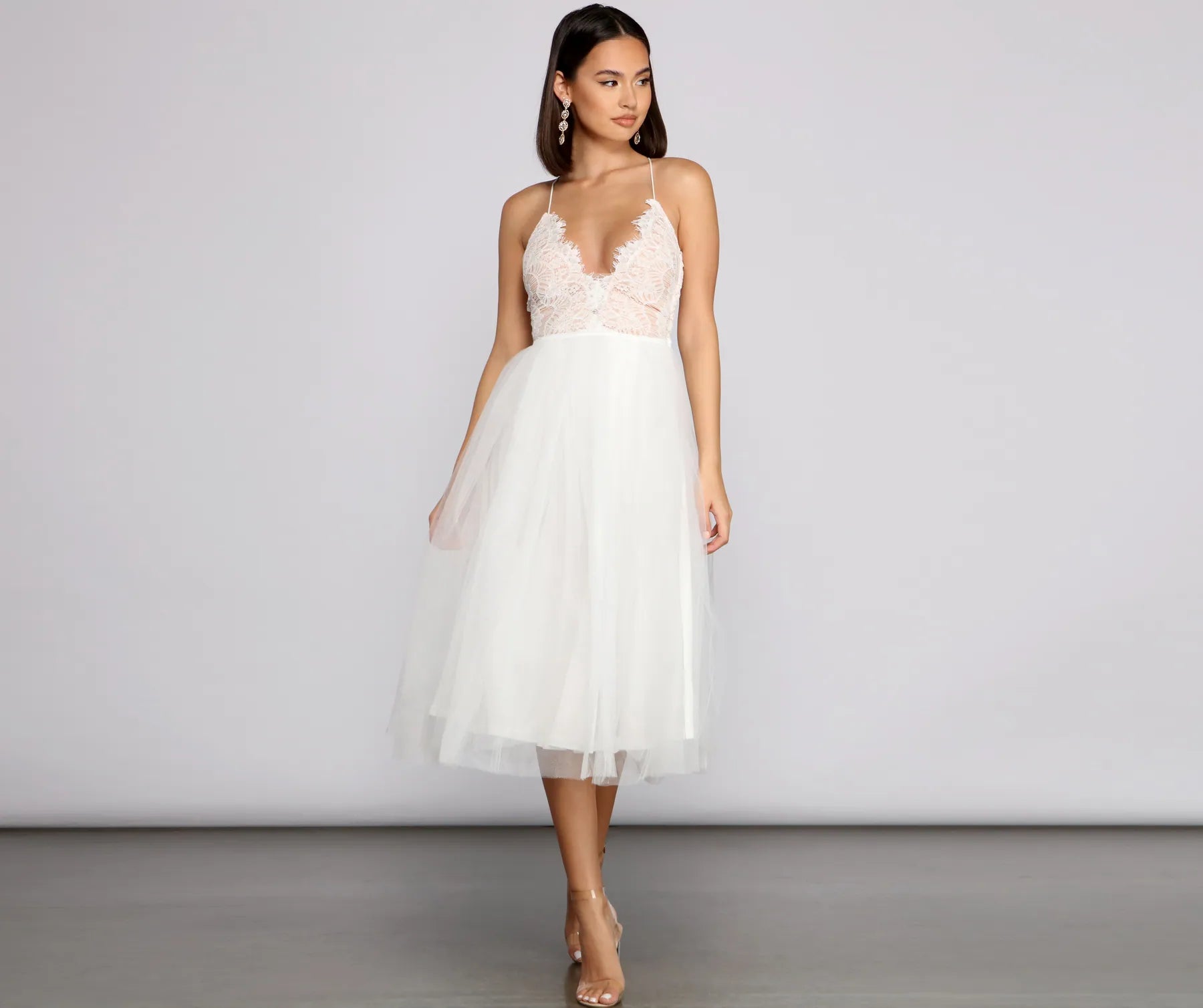Olivia Eyelash Lace Tulle Party Dress Tunics New arrival