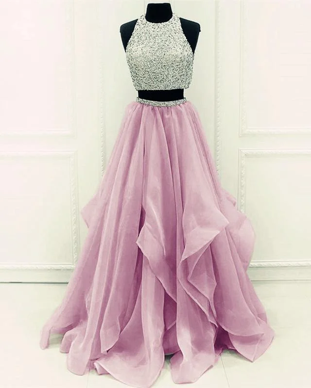 Sequins Beaded Organza Layered Two Piece Ball Gowns Prom Dress,Wedding Party Dress Tunics Chic fashionable Sequins Beaded Organza Layered Two Piece Ball Gowns Prom Dress,Wedding Party Dress Tunics Chic fashionable
