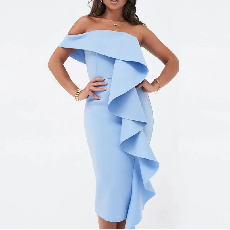 Sexy Club Summer Strapless Ruffled Party Dress CODE: KAR131 Turtleneck Neckline Stylish Sexy Club Summer Strapless Ruffled Party Dress CODE: KAR131 Turtleneck Neckline Stylish