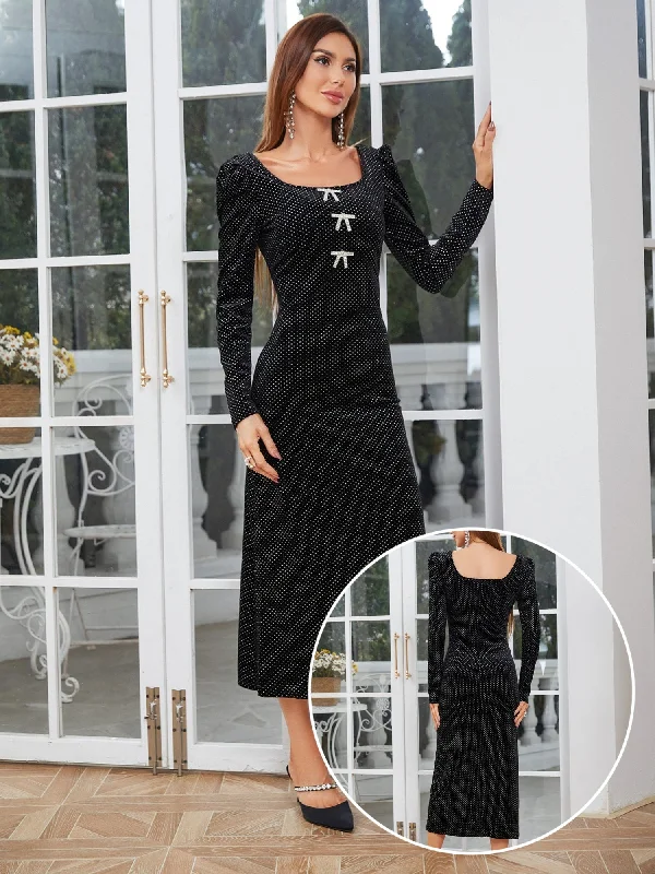 Women's Dresses Sexy Velvet Long Sleeve Bodycon Elegant Square Neck Mini Party Dresses Tunics Summer linen Women's Dresses Sexy Velvet Long Sleeve Bodycon Elegant Square Neck Mini Party Dresses Tunics Summer linen