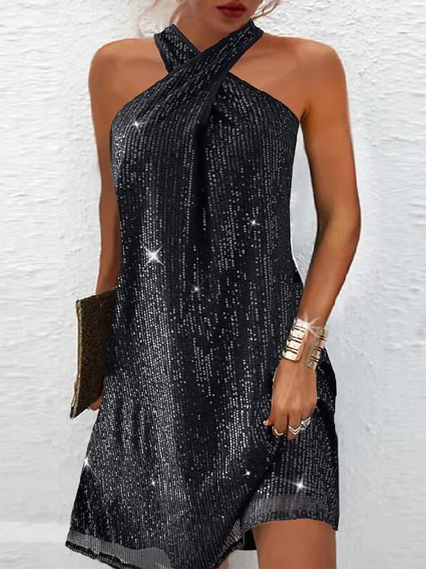 Women's Party Dress Sequin Dress Homecoming Dress Mini Dress Black Fuchsia Sleeveless Pure Color Sequins Summer Spring Fall Halter Neck Fashion Wedding Guest Vacation Summer Dress S M L XL 2XL Tunics Exclusive limited Women's Party Dress Sequin Dress Homecoming Dress Mini Dress Black Fuchsia Sleeveless Pure Color Sequins Summer Spring Fall Halter Neck Fashion Wedding Guest Vacation Summer Dress S M L XL 2XL Tunics Exclusive limited