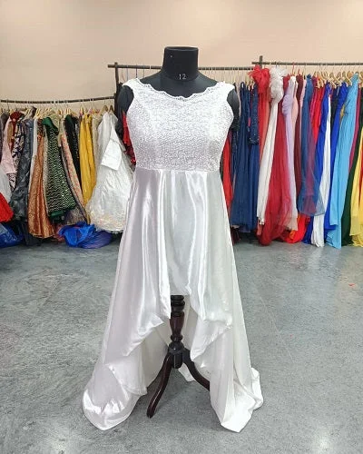 G732, White Front Short Evening Gown, (All Sizes) Tunics Gym athletic