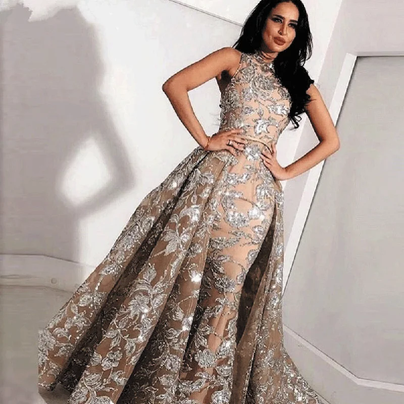 champagne evening dresses 2020 detachable skirt sequin appliqué sparkle arabic evening gown formal dress Tunics Seasonal trendy champagne evening dresses 2020 detachable skirt sequin appliqué sparkle arabic evening gown formal dress Tunics Seasonal trendy